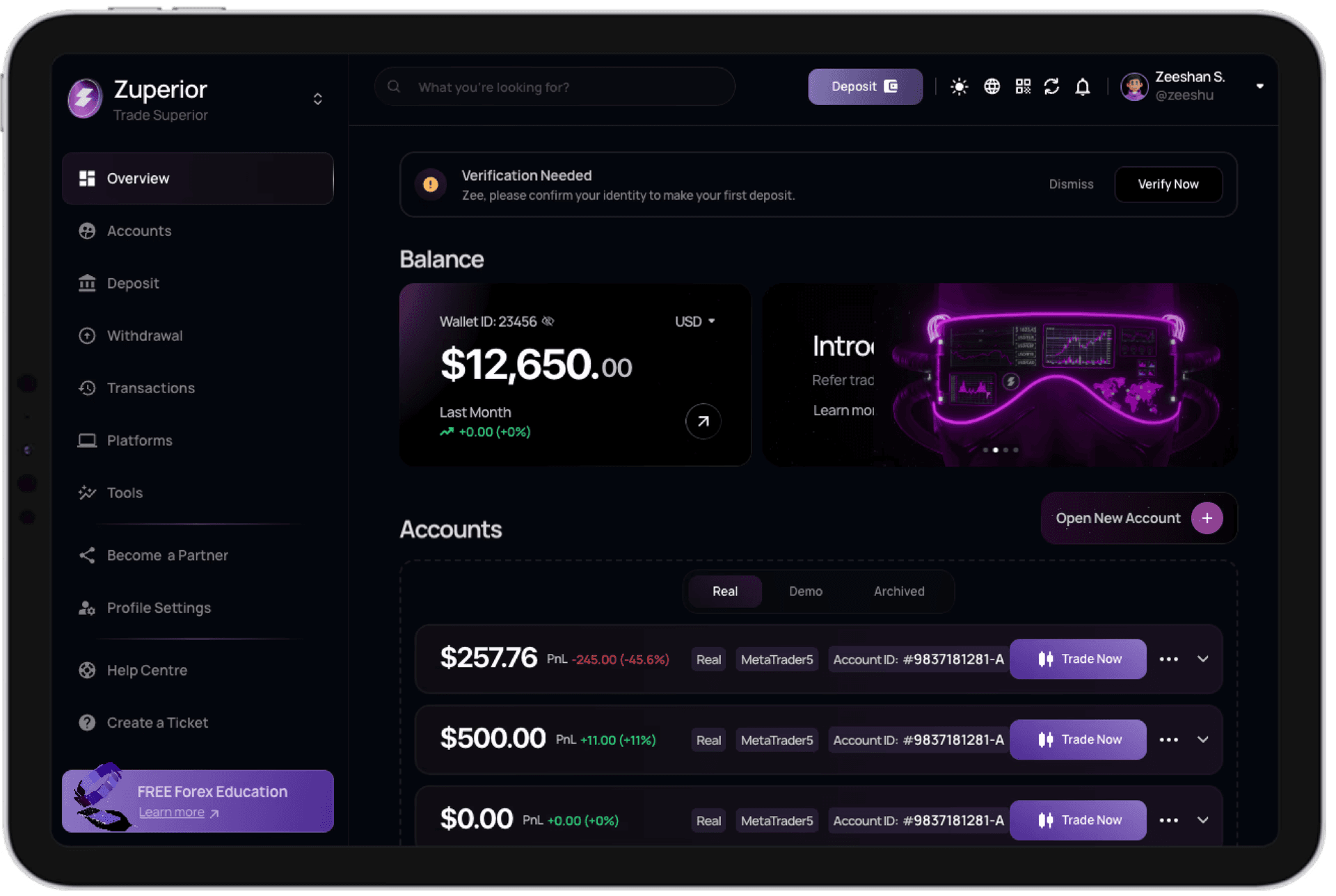 MT5 Trading Dashboard
